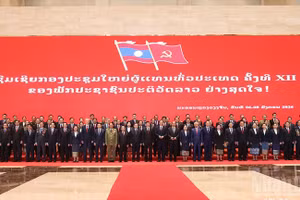 Ban Chấp hành Trung ương Đảng Nhân dân Cách mạng Lào khóa XII. (Ảnh: DUY TOÀN)