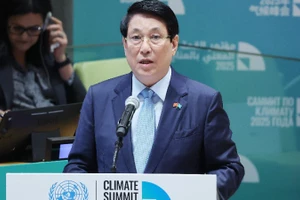 Chủ tịch nước Lương Cường phát biểu tại sự kiện cấp cao toàn cầu đặc biệt về Hành động khí hậu. (Ảnh: LÂM KHÁNH – TTXVN) 