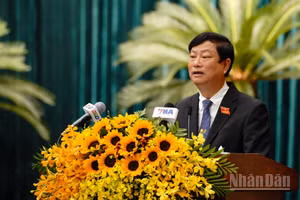 Đồng chí Võ Văn Minh, Ủy viên Trung ương Đảng, Phó Bí thư Thành ủy, Chủ tịch Hội đồng nhân dân Thành phố Hồ Chí Minh.