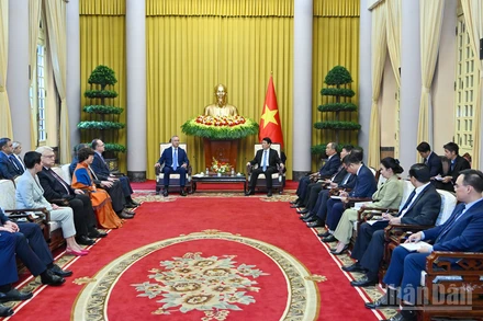 Chủ tịch nước Lương Cường tiếp Thống đốc tỉnh Kaluga (Liên bang Nga) Vladislav Valerievich Shapsha.