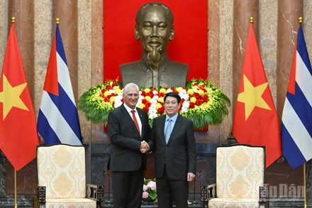 Chủ tịch nước Lương Cường và Bí thư Thứ nhất, Chủ tịch nước Cộng hòa Cuba Miguel Diaz-Canel Bermudez.