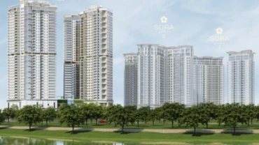 Mô hình tổng thể khu phức hợp thương mại nhà ở, dịch vụ SORA Gardens tại phường Bình Dương.