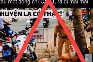 Thông tin, hình ảnh bịa đặt về cảnh sát giao thông đăng tải trên mạng xã hội.