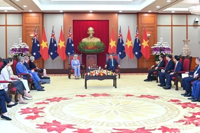 Quang cảnh cuộc tiếp tại Trụ sở Trung ương Đảng. (Ảnh: ĐĂNG KHOA)