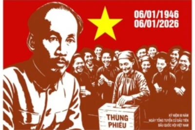 Tác phẩm: Kỷ niệm 80 năm Ngày Tổng tuyển cử đầu tiên bầu Quốc hội Việt Nam (06/01/1946-06/01/2026) của tác giả Nguyễn Anh Minh - tỉnh Phú Thọ.