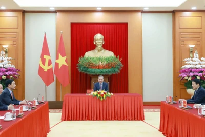 Tổng Bí thư Tô Lâm tại cuộc điện đàm với Tổng thống Liên bang Nga Vladimir Putin. (Ảnh: TTXVN)