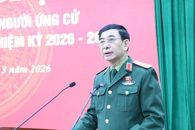 Đại tướng Phan Văn Giang phát biểu tại hội nghị. (Ảnh: DUY ĐỨC)