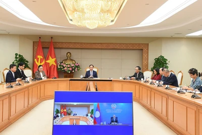 Quang cảnh cuộc điện đàm. (Ảnh: Bộ Ngoại giao)