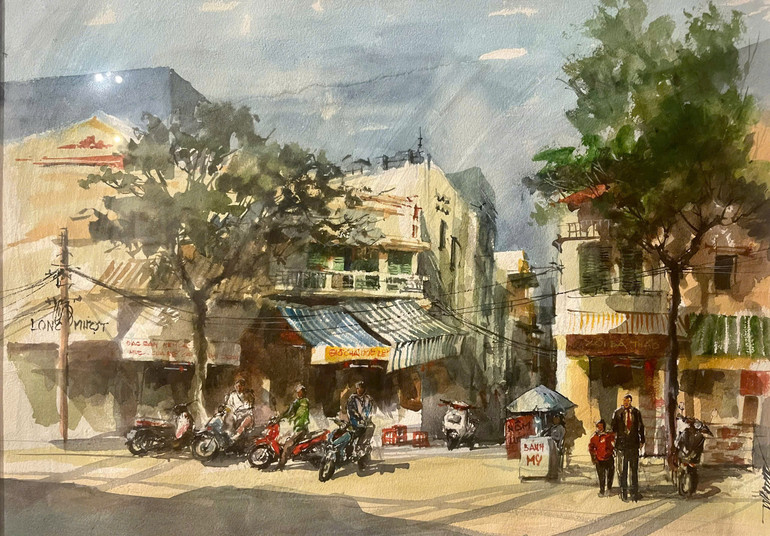 Tác phẩm "Phố Yên Thái chợ Hàng Da" của Phạm Thanh Sơn. z6809096687956-f8ff332b2ab8d972b096ba796c1a5723.jpg