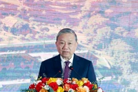 Tổng Bí thư Tô Lâm phát biểu tại lễ khởi công xây dựng công trình Trường Phổ thông nội trú Tiểu học và Trung học Cơ sở Trường Hà. (Ảnh: TTXVN)
