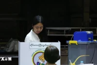 Cử tri bỏ phiếu trong giai đoạn 3 của cuộc tổng tuyển cử tại Yangon, Myanmar, ngày 25/1/2026. (Ảnh: THX/TTXVN)