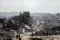 Cảnh đổ nát do xung đột tại Dải Gaza. (Ảnh: THX/TTXVN)