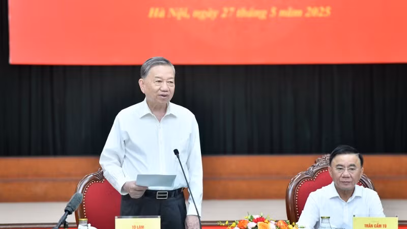 Tổng Bí thư Tô Lâm chủ trì làm việc với Ban Tổ chức Trung ương, ngày 25/7/2025. (Ảnh ĐĂNG KHOA)