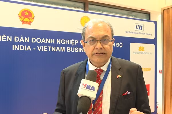 Ông Ajoykaant Ruia, Chủ tịch Phòng Thương mại và Công nghiệp Ấn Độ-Việt Nam (IVCCI). (Ảnh: Ngọc Thúy/PV TTXVN tại New Delhi)