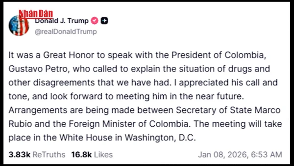 [Video] Điện đàm thượng đỉnh Mỹ - Colombia đạt kết quả tích cực 