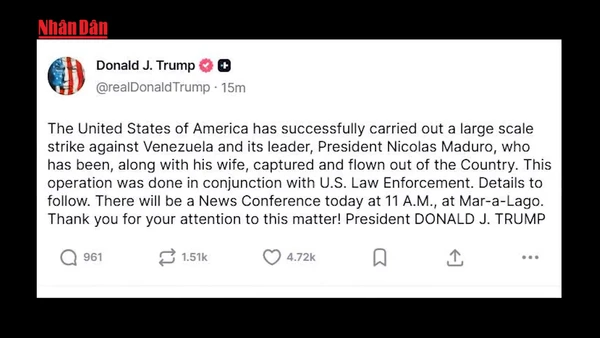 [Video] Mỹ tấn công Venezuela, tuyên bố bắt Tổng thống N. Maduro 