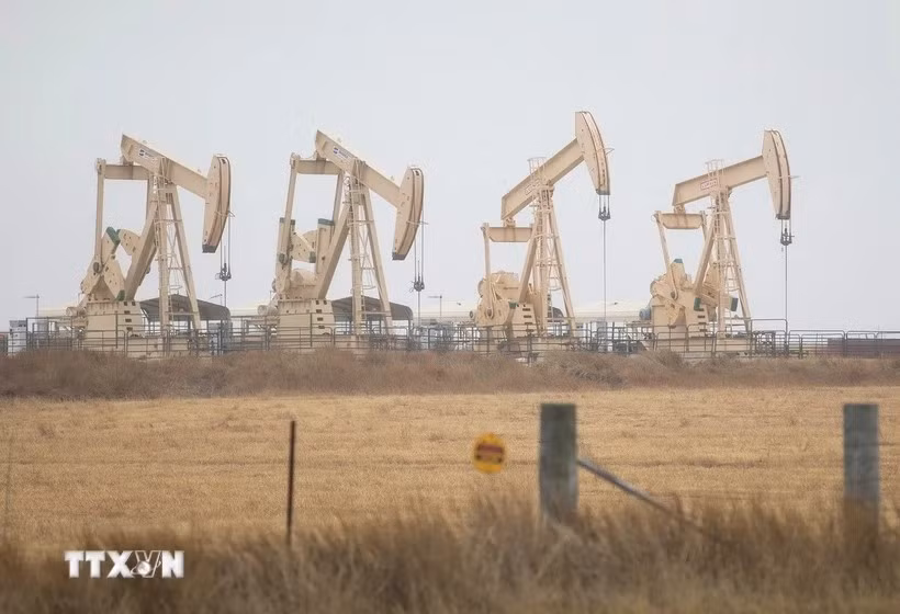 Giàn khoan dầu tại Texas, Mỹ. (Ảnh: THX/TTXVN)