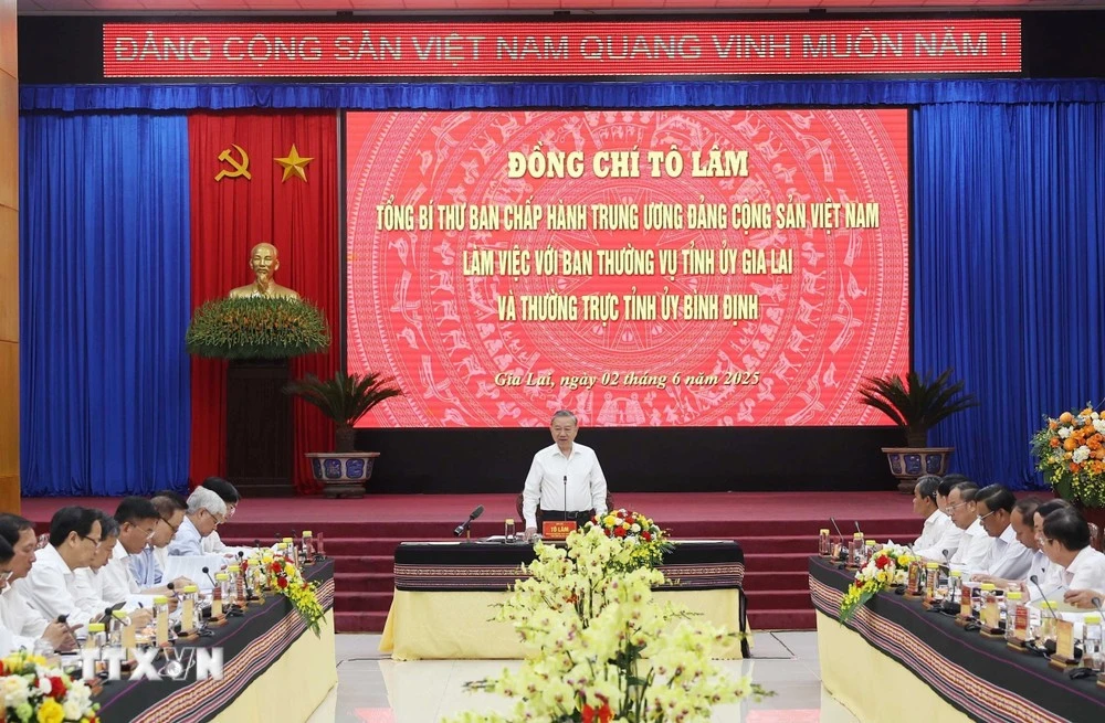 Tổng Bí thư Tô Lâm phát biểu chỉ đạo. (Ảnh: TTXVN)