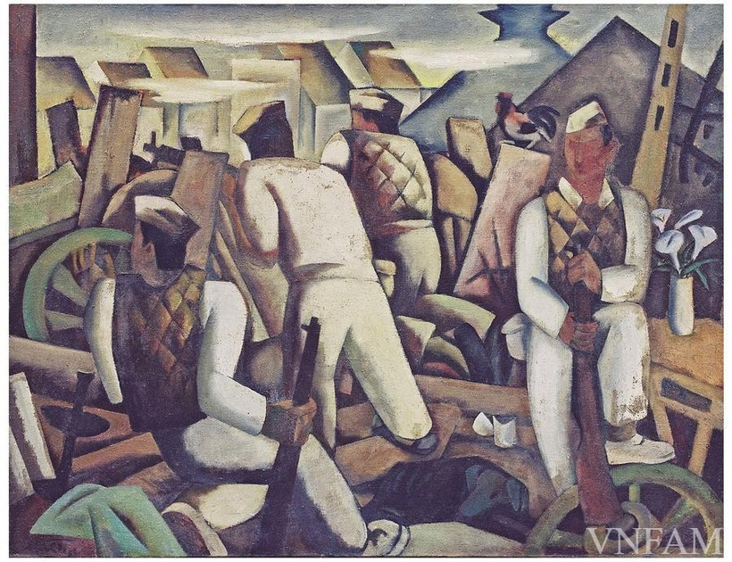 Lê Anh Vân, Chiến lũy, sơn dầu, 100 x 129,5cm, 1984. trong Sưu tập của Bảo tàng Mỹ thuật Việt Nam.