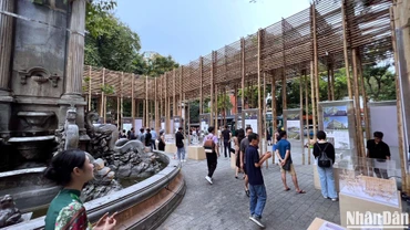 Triển lãm "Chạm cuộc sống - Kiến trúc là thiên nhiên" thu hút người dân Thủ đô và du khách tham quan.