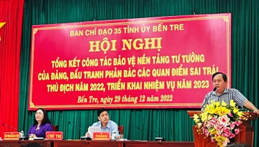 Đại biểu tham dự hội nghị tổng kết công tác bảo vệ nền tảng tư tưởng của Đảng tỉnh Bến Tre năm 2022. 