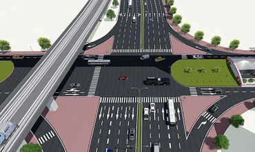 Phối cảnh dự án hầm chui Vành đai 2,5 tại nút giao với đường Giải Phóng. (Ảnh: Tuấn Lương)
