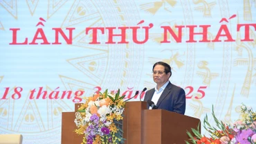 Thủ tướng Phạm Minh Chính phát biểu ý kiến chỉ đạo tại Phiên họp lần thứ nhất Ban Chỉ đạo. (Ảnh: TRẦN HẢI)