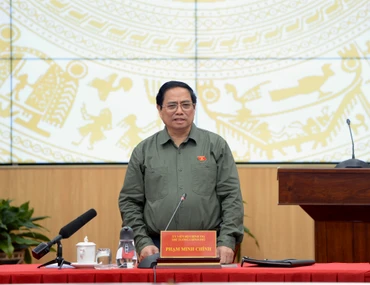 Thủ tướng Phạm Minh Chính phát biểu ý kiến tại buổi làm việc với Ban Thường vụ Thành ủy Cần Thơ. (Ảnh: Thanh Giang) 