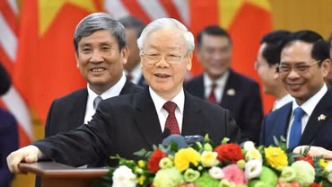 Tổng Bí thư Nguyễn Phú Trọng phát biểu tại cuộc họp báo chung với Tổng thống Hoa Kỳ Joe Biden. (Ảnh: ĐĂNG KHOA)