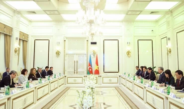 Tổng Bí thư Tô Lâm hội kiến Chủ tịch Quốc hội Azerbaijan Sahiba Gafarova. (Ảnh: Thống Nhất/ TTXVN)