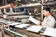 Dây chuyền sản xuất gạch ốp lát tự động tại công ty. 