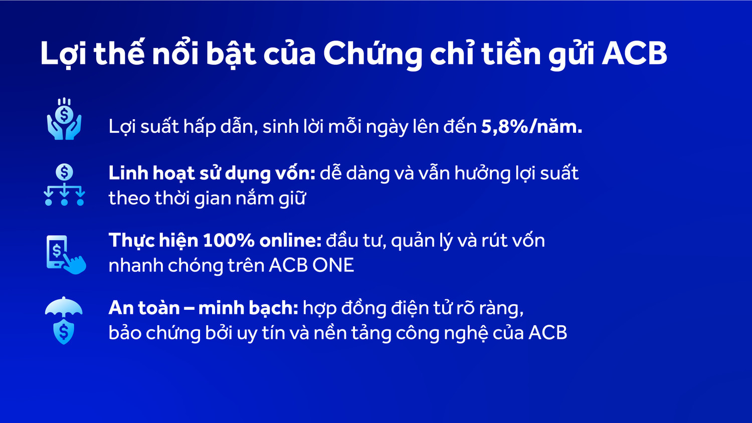 ACB ra mắt sản phẩm đầu tư Chứng chỉ tiền gửi trên ACB ONE: Giải pháp ...