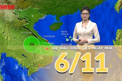 [Video] Dự báo thời tiết đêm nay và ngày mai 6/11/2025: Bão số 13 hoạt động trên biển Đông 