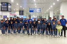 Các thành viên đội tuyển nữ Campuchia. (Ảnh: VFF)