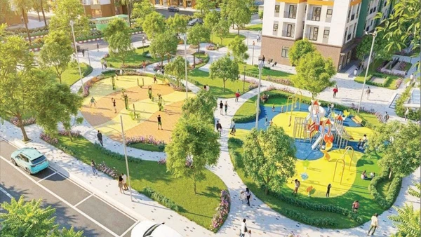 Phối cảnh không gian sinh hoạt cộng đồng của khu nhà ở xã hội Đoàn Kết.