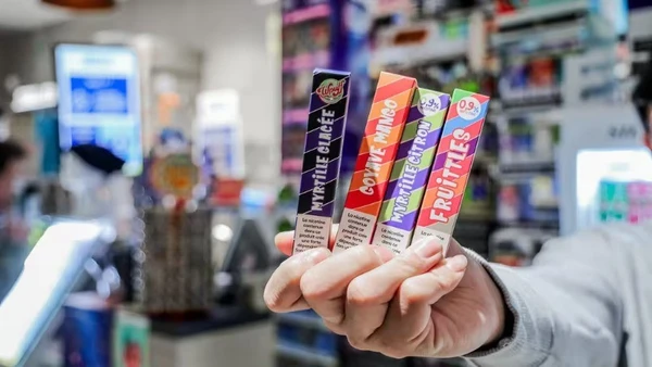 Thuốc lá điện tử dùng một lần với hương vị ngọt ngào và thiết kế bắt mắt, đang nhắm mục tiêu vào giới trẻ, gây ra mối lo ngại về nghiện nicotine. (Ảnh: FranceInfo)