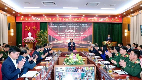 Họp báo triển khai Cuộc thi chính luận về bảo vệ nền tảng tư tưởng của Đảng lần thứ 5, năm 2025. (Ảnh: HCMA)