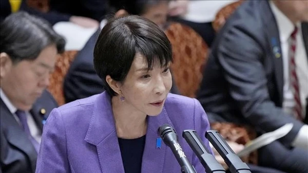 Thủ tướng Nhật Bản Sanae Takaichi phát biểu tại phiên họp của Ủy ban Ngân sách Hạ viện ở Thủ đô Tokyo ngày 16/12/2025. (Ảnh: Kyodo/TTXVN)