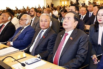 Chủ tịch Quốc hội Trần Thanh Mẫn dự lễ khai mạc Hội nghị các Chủ tịch Quốc hội Thế giới lần thứ 6. (Ảnh: TTXVN)