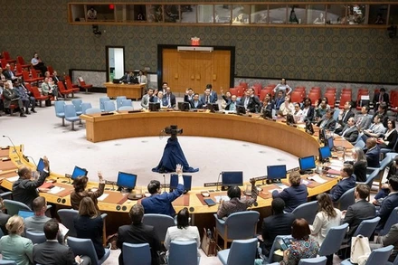 Toàn cảnh một cuộc họp của Hội đồng Bảo an Liên hợp quốc tại New York, Mỹ, ngày 24/5/2024. (Ảnh: THX/TTXVN)