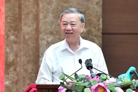 Tổng Bí thư Tô Lâm phát biểu chỉ đạo tại buổi làm việc với Ban Thường vụ Thành ủy Hà Nội. (Ảnh: Đăng Khoa)