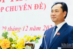 Bí thư Tỉnh ủy Trịnh Việt Hùng phát biểu tại Kỳ họp. (Ảnh: THANH SƠN)