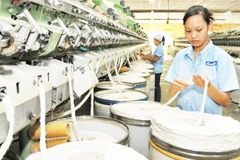 Công nhân làm việc tại Công ty cổ phần Dệt may Sơn Nam (Ninh Bình). (Ảnh KHÁNH AN)