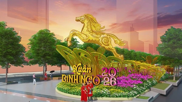 Cổng mở Đường hoa Nguyễn Huệ 2026. (Ảnh: Ban tổ chức).