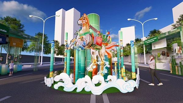 Phối cảnh đại cảnh khu A tại Lễ hội Đường sách Tết Bính Ngọ 2026. (Ảnh: Ban Tổ chức)