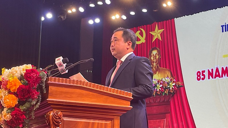 Bí thư Tỉnh ủy Hải Dương Trần Đức Thắng trình bày diễn văn tại buổi lễ. img-3651.jpg