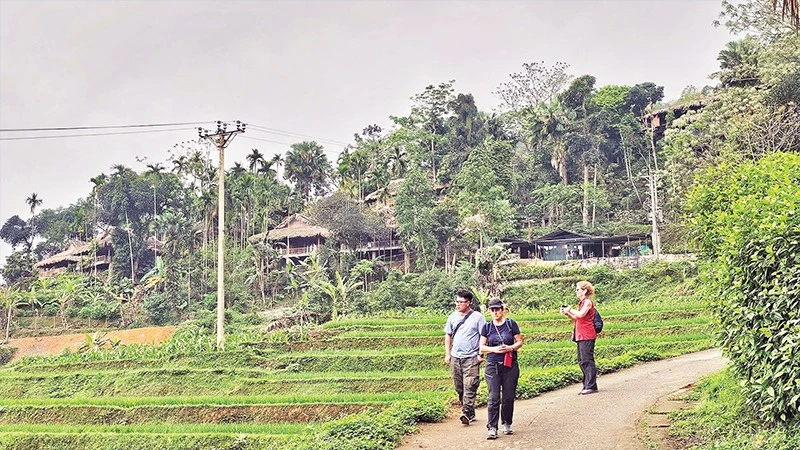 Du khách nước ngoài trải nghiệm, khám phá hệ sinh thái ở Pù Luông, tỉnh Thanh Hóa