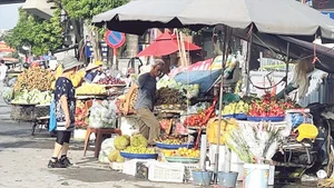 Nhiều tiểu thương bày bán, kinh doanh ngay trên vỉa hè, lòng đường.
