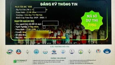 Thông tin người dân đăng ký cho con “Thi toán Timo”. (Ảnh: Công an cung cấp)