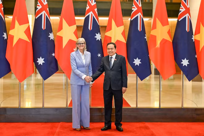 Chủ tịch Quốc hội Trần Thanh Mẫn và Toàn quyền Australia Sam Mostyn tại hội kiến. (Ảnh: Duy Linh)